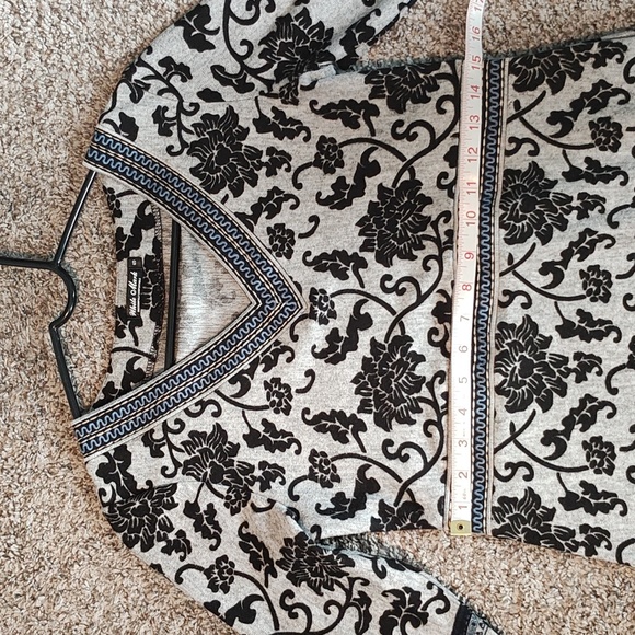 White Mark Gray and Black Floral Long Sleeve Dress Size Small - Picture 5 of 7